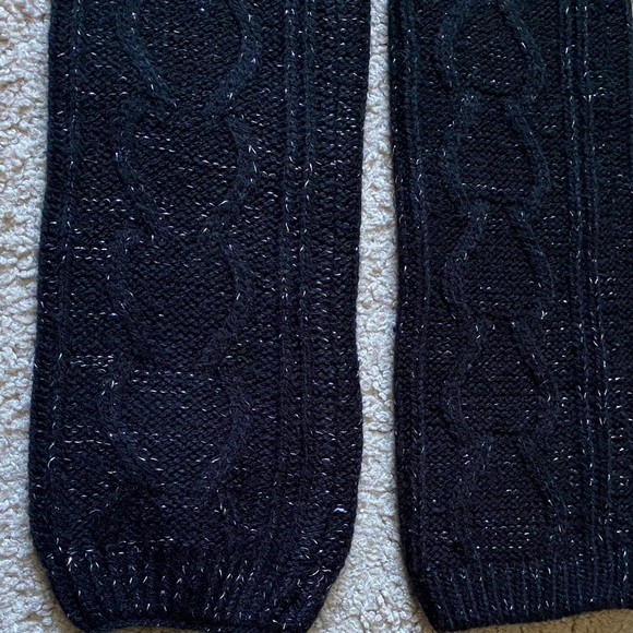 Black Woven Cable Knit and Sparkly Leg Warmers - Picture 2 of 3